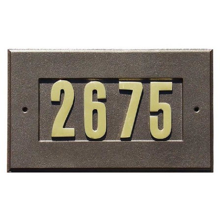 QUALARC Manchester Address Plate w/3 gold brass numbers, Bronze ADD-1410-BZ